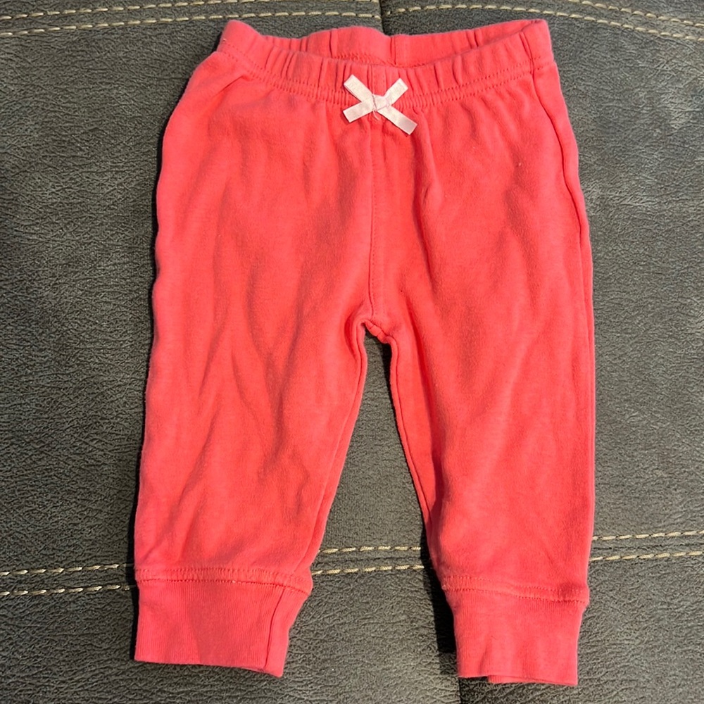 Luvable Friends pink baby girl pants size 6-9months 100% cotton.